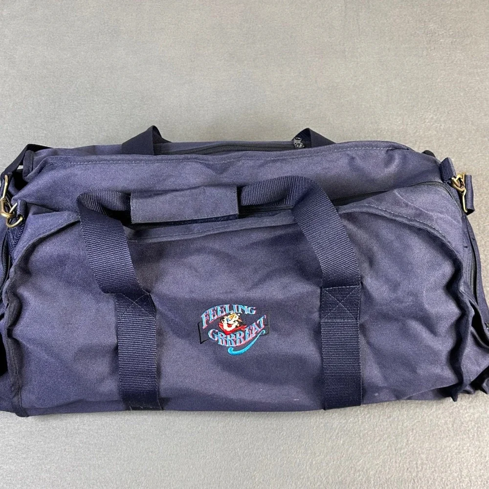 Vintage Tony the Tiger Frosted Flakes Duffel Bag Navy Blue Feeling Grrreat Gym